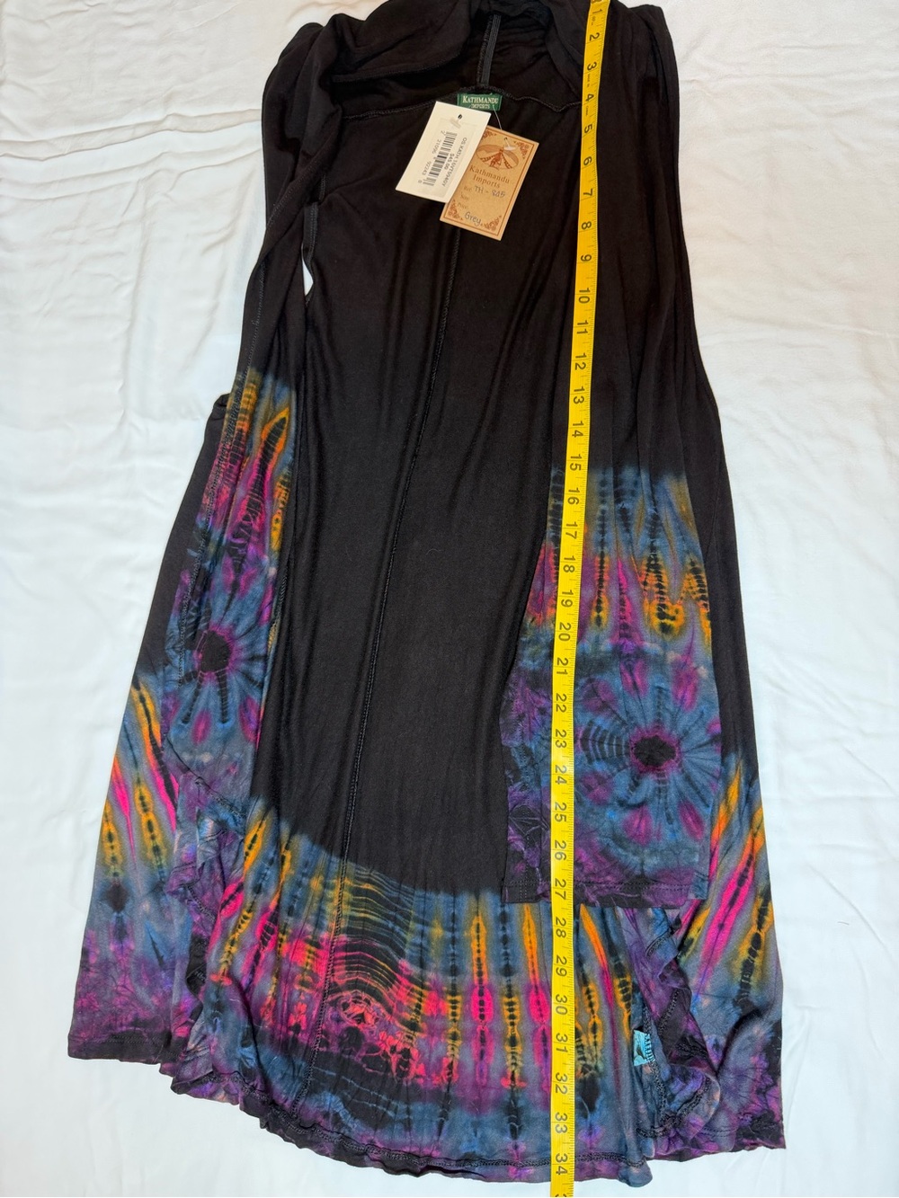 Kathmandu Imports Tie Dye Sleeveless Open Front Vest Cardigan Boho Festival - Picture 7 of 8